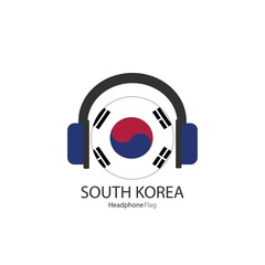 South Korea headphone flag vector on white background.