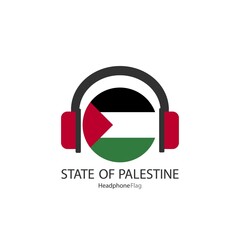 State of Palestine headphone flag vector on white background.