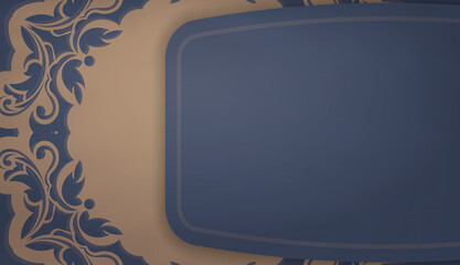 Background in blue with luxurious brown ornaments and space for your logo