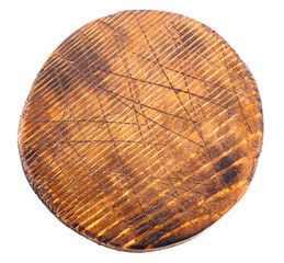 Old cutting board isolated on a white background.