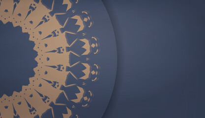 Background in blue with vintage brown ornament for design under your logo or text