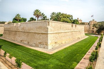 Fototapeta na wymiar View at the Fortification Wall of Mdina town - Malta