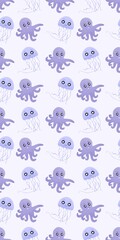 cute pattern with jellyfish and octopus