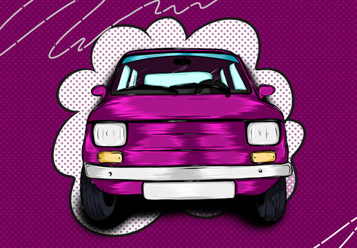Car cartoon Classic historic made on cartoon comics violet background  wallpaper Stock Illustration | Adobe Stock