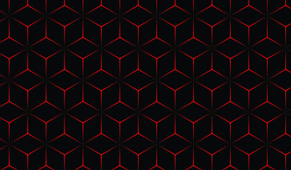 Black cube and red light background