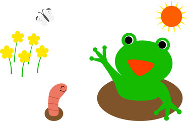 冬眠をしていたカエルや虫たちが目覚める(啓蟄)_背景なし