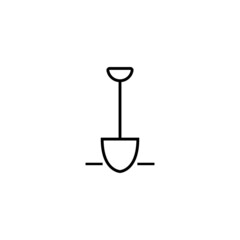 Soil digging icon with spade in line style. Simple outline vector illustration.