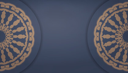 Background in blue with vintage brown pattern and space for your logo