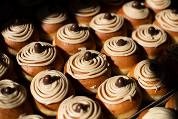 Donuts for sale in Israel during the Jewish holiday of Hanukkah. 