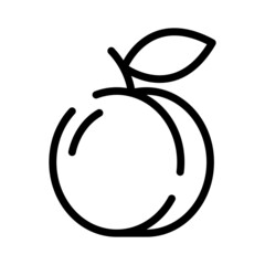 Peach icon. Flat pictogram for web. Line stroke. Simple symbol isolated on white background. Outline icon vector eps10