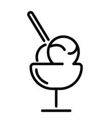 Ice cream flat icon. Pictogram for web. Line stroke. Icecream isolated on white background. Vector eps10