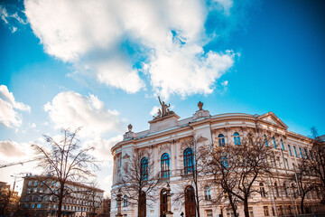 Obraz premium Street view of Central part of Warsaw, Poland