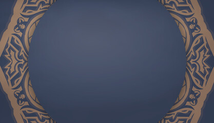 Baner in blue with a luxurious brown pattern and a place under the logo