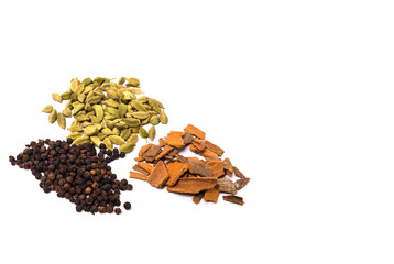 Indian mixed spices isolated on white background. 