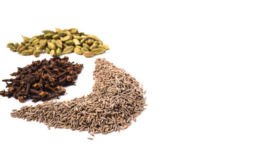 Indian mixed spices isolated on white background. 