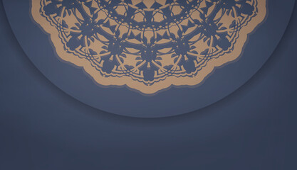 Baner in blue with a luxurious brown pattern for design under the text