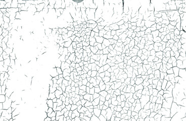 Crackle paint overlay. Vector black and white grunge pattern made from natural oil paint crackle. Cool texture of cracks, stains, scratches, splash, etc for print and design. EPS10.