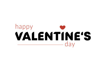 Valentine's day background with heart and typography happy valentines day text. Wallpaper, flyers, invitations, posters, brochures, banners. Vector illustration. 