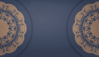 Baner in blue with abstract brown ornament for design under logo or text