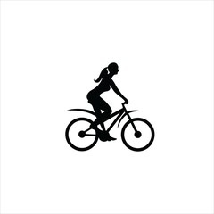 woman logo bicycle vector template