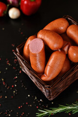 sausages on a wooden table