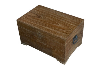 top view big brown wooden box on white background, object, save, vintage, copy space
