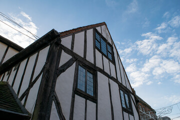Facade of Tudor architecture house in York England