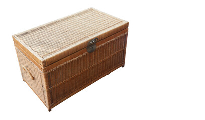 wooden weave box on white background, object, copy space