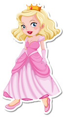 Plakat Beautiful princess cartoon character sticker