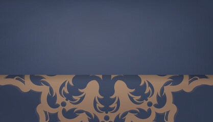 Baner in blue with greek brown ornament for design under your logo or text