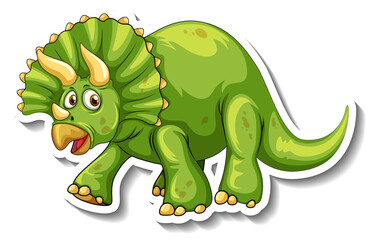 Triceratops dinosaur cartoon character sticker