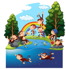 Obraz premium Funny monkeys in the forest
