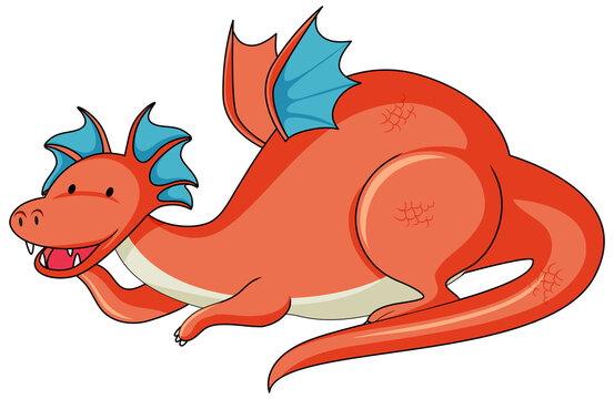 Simple cartoon character of dragon isolated