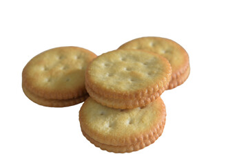 Crackers stuffed with cream. Crackers on white isolated background. With clipping path.
