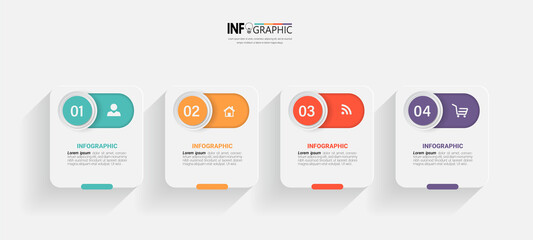 Four steps business infographics template vector.	
