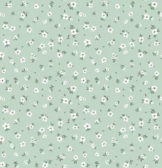 Cercles muraux Petites fleurs Motif floral sans soudure. Fond de petites fleurs blanches. Modèle vectoriel. Modèle élégant pour les imprimés de mode. Fond bleu gris. Motifs d& 39 été et de printemps.