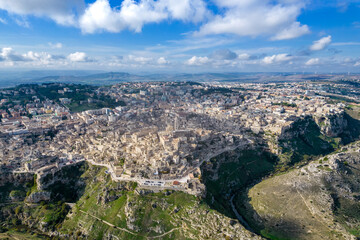 Aerial view of the town of Matera, basilicata, italy