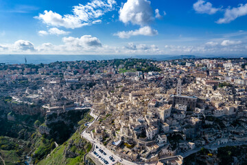 Fototapeta na wymiar Aerial view of the town of Matera, basilicata, italy