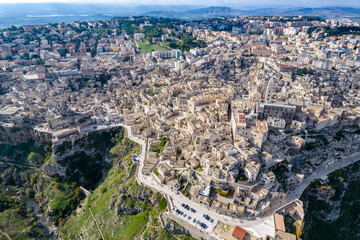 Aerial view of the town of Matera, basilicata, italy