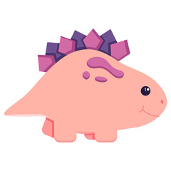 Cute dinosaur for decorating the nursery, Mesozoic era stickers for children, illustration in a flat style isolated on a white. Vector illustration