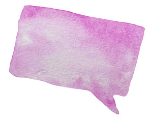Watercolor pink speech and thought communication bubble isolated on white