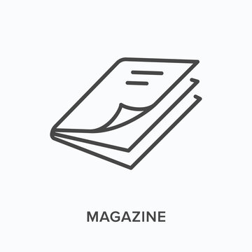 Magazine Flat Line Icon. Vector Outline Illustration Of Journal. Black Thin Linear Pictogram For Learning Press