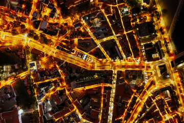 Night cityscape with illuminated streets
