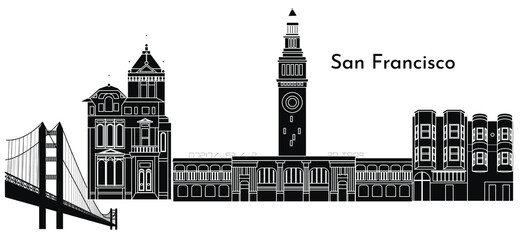 
illustration in style of flat design on the theme of San Francisco.