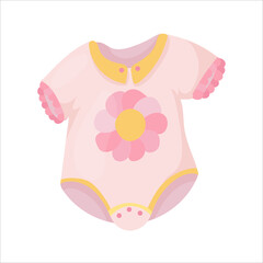 Children's clothing in a cartoon style. Bodysuit for a newborn baby. Vector illustration isolated on white background.