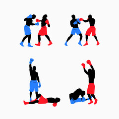 Obraz premium Boxing match pose with silhouette style