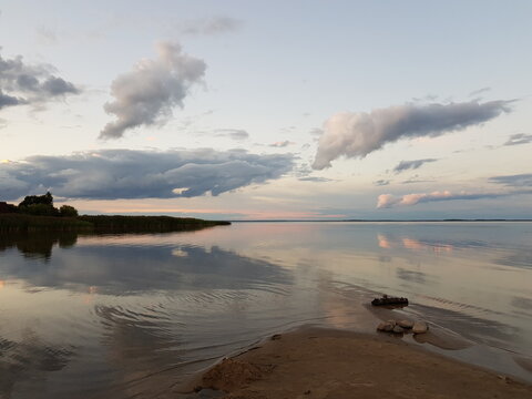 Sunset Over The Lake Peipus In Estonia