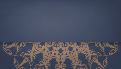 Baner in blue with vintage brown ornament for design under the text