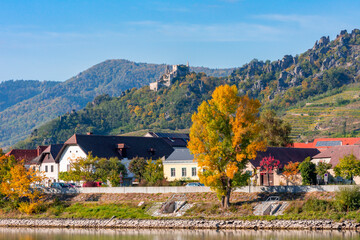 Fototapeta na wymiar Small village in Wachau valley in autumn, Austria