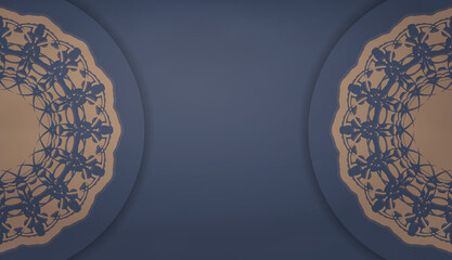 Baner in blue with vintage brown pattern for design under your logo or text